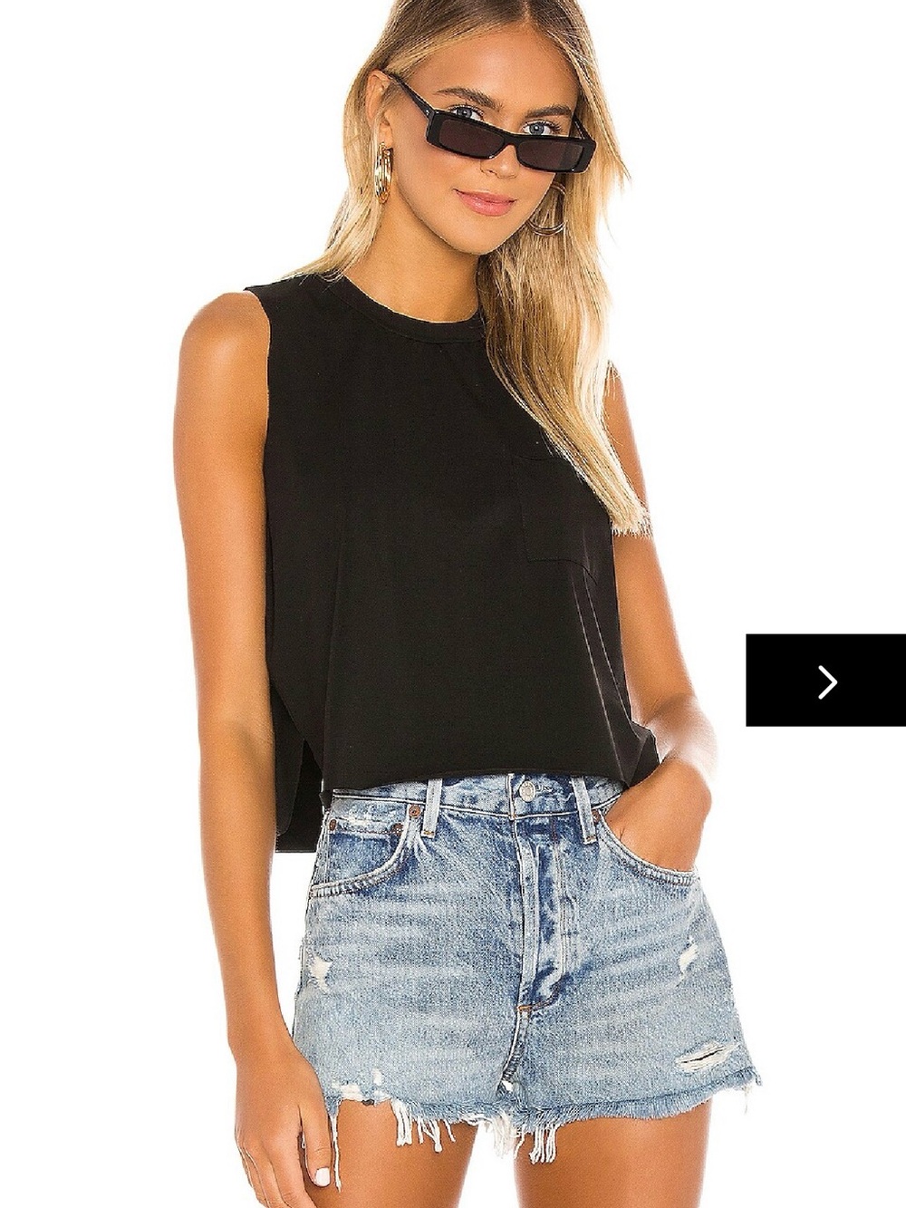 superdown Black Sleeveless Cropped Tank